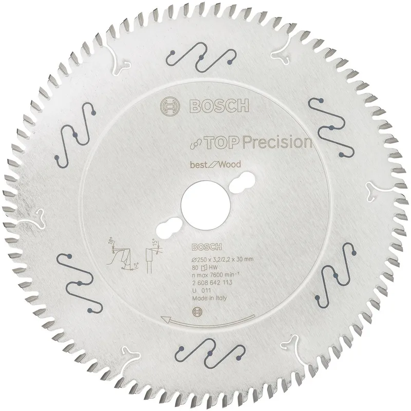 Cirkelzaagblad Top Precision Best for Wood 250 x 30 x 3,2 mm, 80 de Bosch Professional – image du produit
