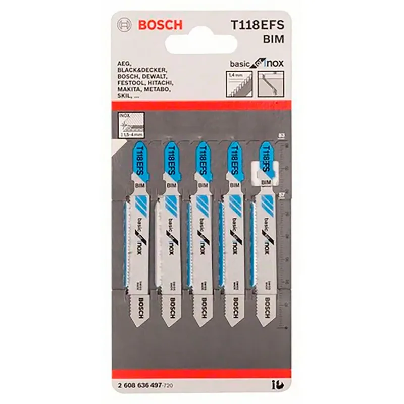Decoupeerzaagblad T 118 EFS Basic for Inox - 5 stuks van Bosch – productafbeelding 2 van 2