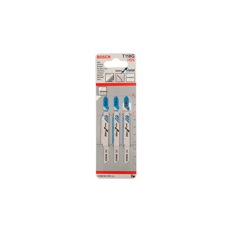 Decoupeerzaagblad T 118 G Basic for Metal - 3 stuks van Bosch – productafbeelding 2 van 3