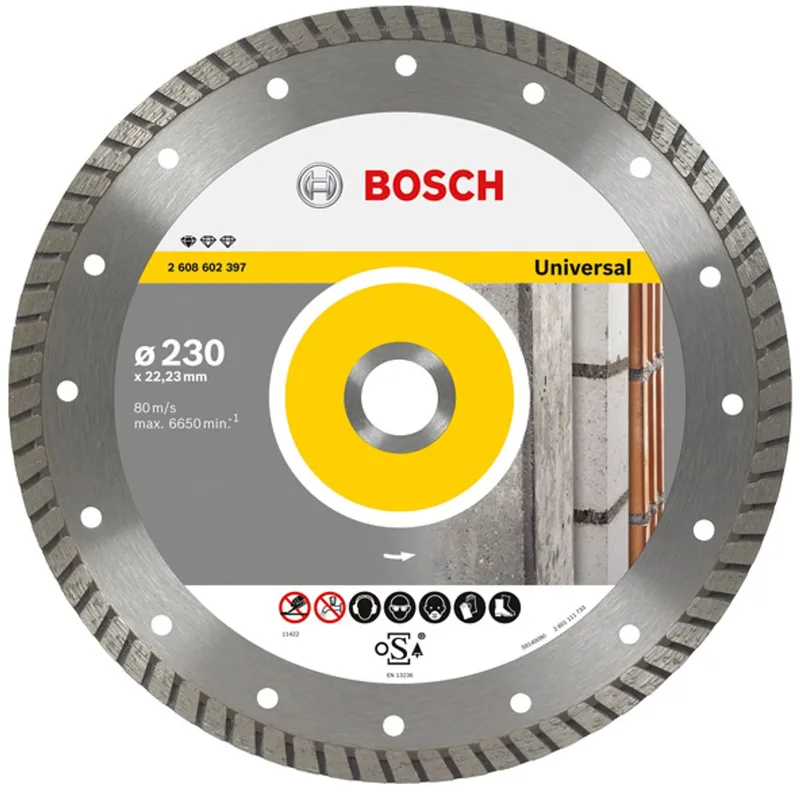 Diamantdoorslijpschijf Standard for Universal Turbo 230 x 22,23 x 2,5 x 10 mm van Bosch – productafbeelding 1 van 3