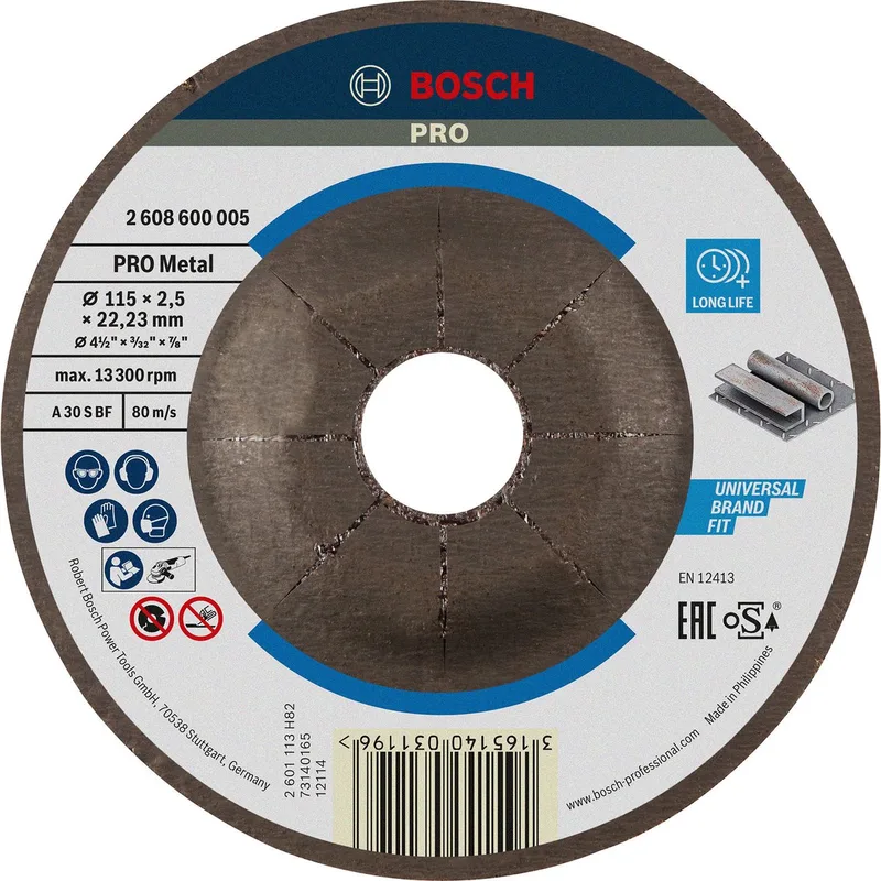 Doorslijpschijf gebogen Expert for Metal A 30 S BF, 115 mm, 22,23 mm, 2,5 mm de Bosch Professional – image du produit