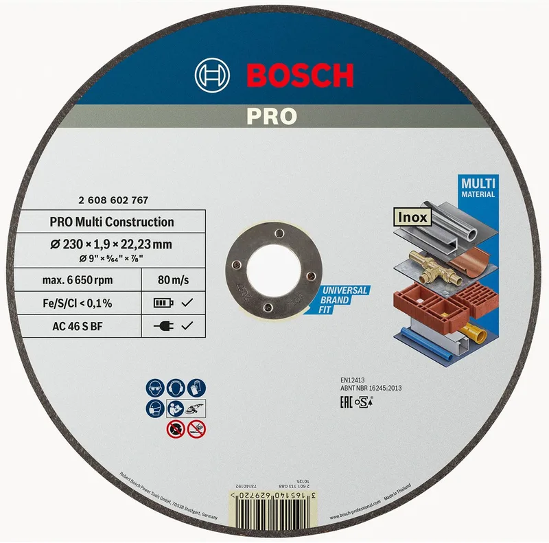Doorslijpschijf Rapido MultiConstruction RPM 6650min 80m/s 230x1,9x22,23 de Bosch Professional – image du produit