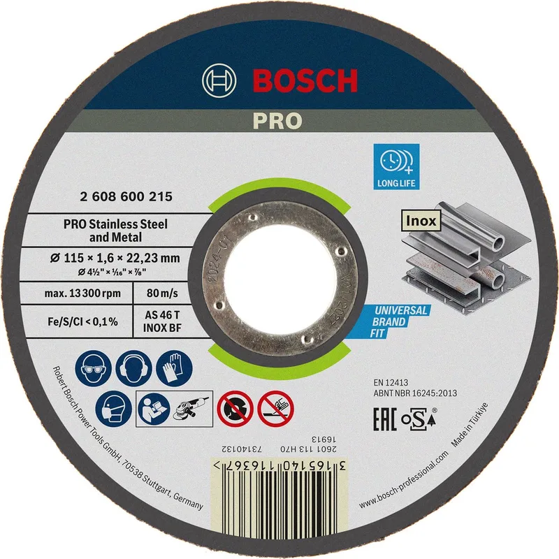 Bosch Accessories 2608600215 2608600215 Disque à tronçonner 115 mm 1 pc(s) acier de Bosch Professional – image du produit