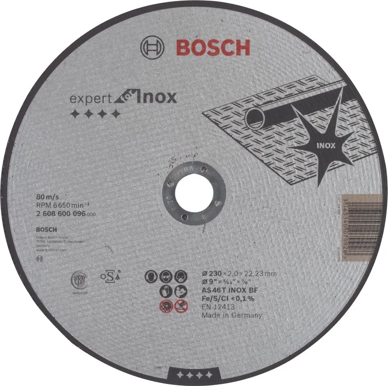 Doorslijpschijf recht Expert for Inox AS 46 T INOX BF, 230 mm, 22,23 mm, 2,0 mm de Bosch Professional – image du produit