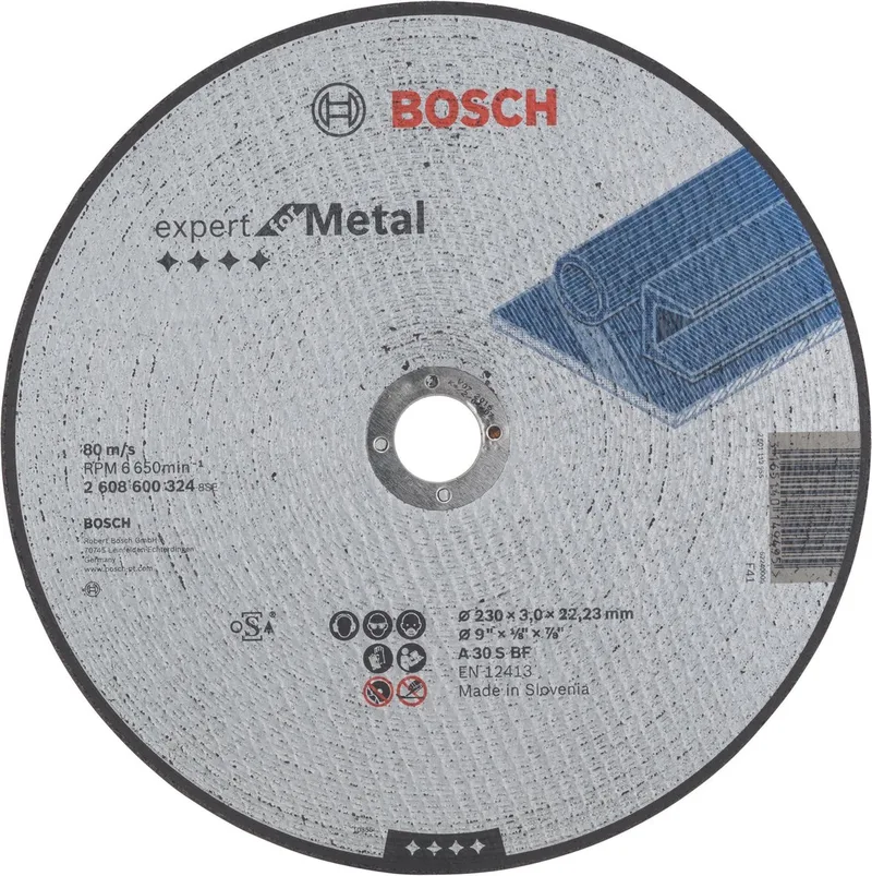 Doorslijpschijf recht Expert for Metal A 30 S BF, 230 mm, 22,23 mm, 3,0 mm van Bosch – productafbeelding