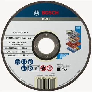 Doorslijpschijf recht Rapido Multi Construction ACS 60 V BF, 125 mm, 22,23 mm, 1,0 mm by Bosch Professional – product image 1 of 2