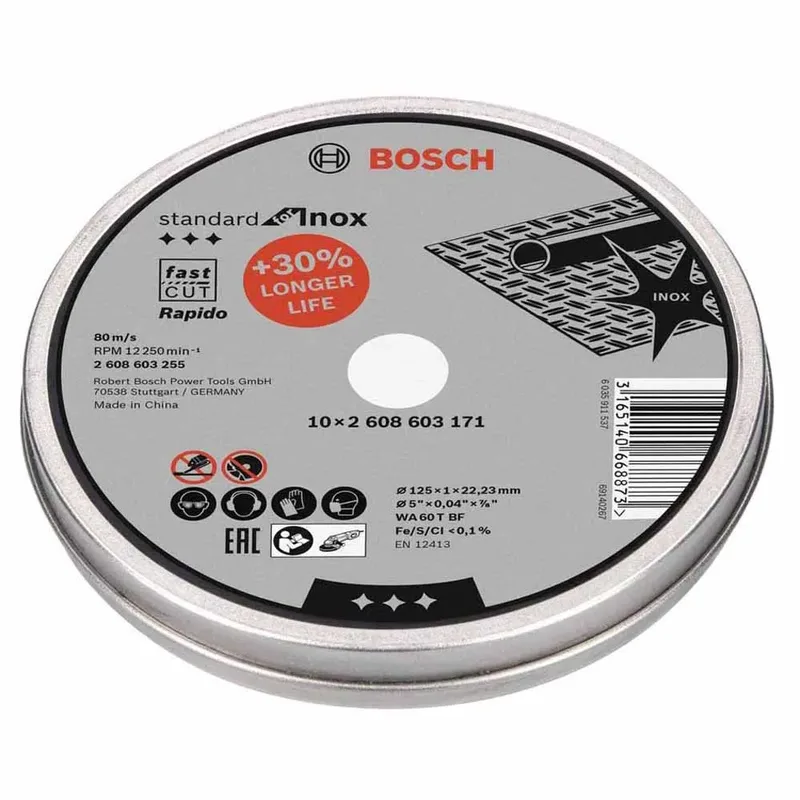 Doorslijpschijf recht Standard for Inox - Rapido 125mm - 10stuks de Bosch Professional – image du produit 2 sur 3