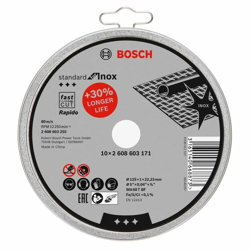 Doorslijpschijf recht Standard for Inox - Rapido 125mm - 10stuks de Bosch Professional – image du produit 3 sur 3