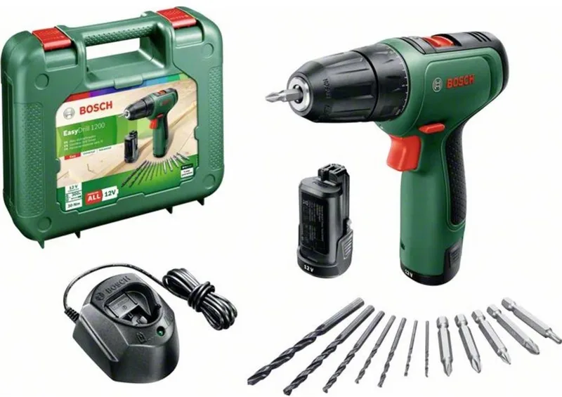 EasyDrill 1200 Accuschroefboormachine - Met dubbele schroefbit en koffer - Met 2x 12 V accu en lader by Bosch – product image 1 of 6