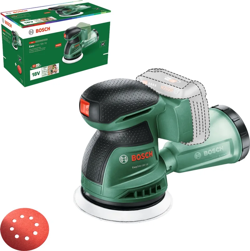 EasyOrbit 18V-10 - Excenterschuurmachine - Exclusief accu en lader - Inclusief Schuurblad K80 van Bosch – productafbeelding 1 van 6