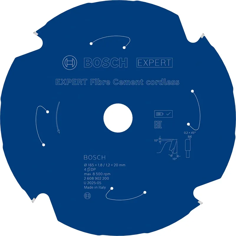 Bosch Expert Fibre Cement Cordless 165 X 18/12 X 20 Mm T4 Multimaterial-rundsavsklinge fra Bosch Professional – produktbillede