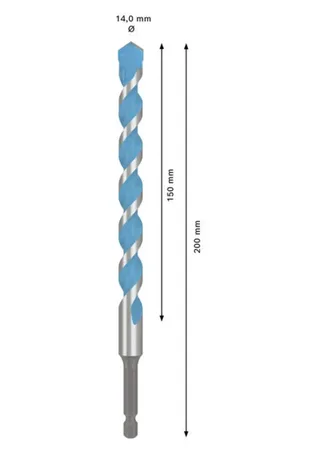 EXPERT HEX-9 Multi Construction Bohrer, 14 x 150 x 200 mm van Bosch – productafbeelding 2 van 2