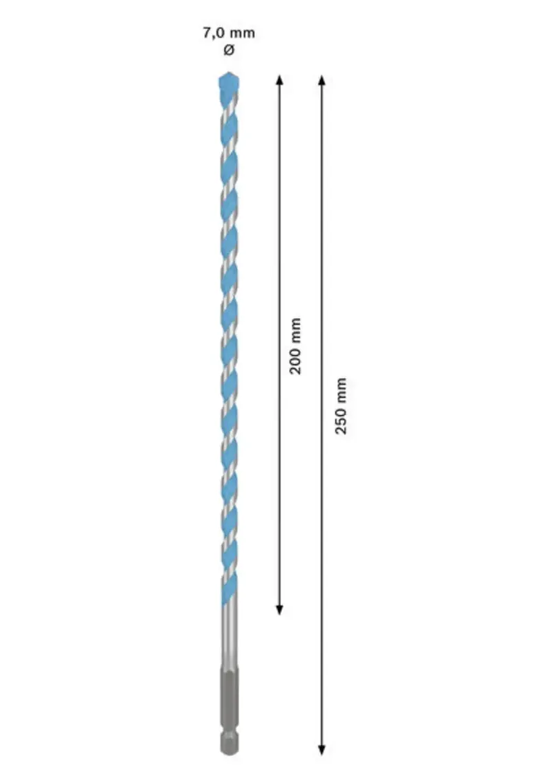 EXPERT HEX-9 Multi Construction Bohrer, 7 x 200 x 250 mm by Bosch Professional – product image 2 of 2