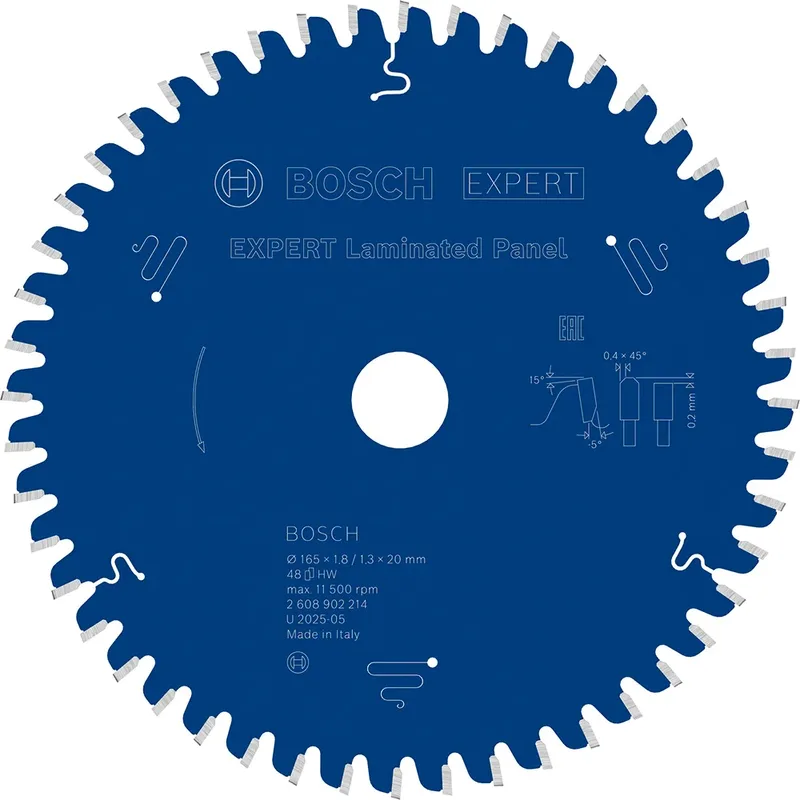 Expert Laminated Panel 165 X 18/13 X 20 Mm T48 Multimateriaal Cirkelzaagblad de Bosch Professional – image du produit