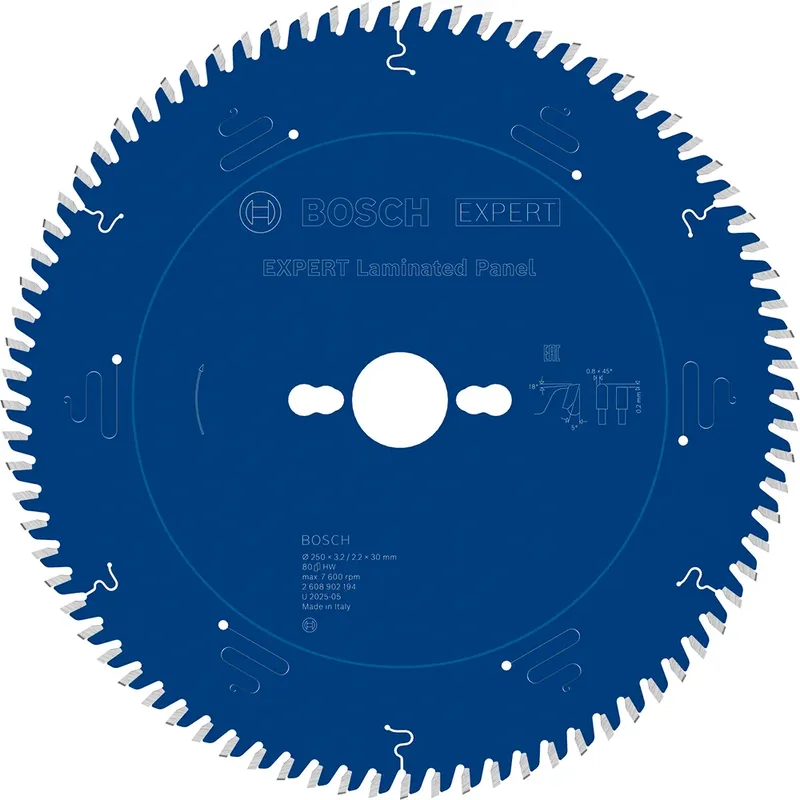 Expert Laminated Panel 250 X 32/22 X 30 Mm T80 Multimateriaal Cirkelzaagblad von Bosch Professional – Produktbild