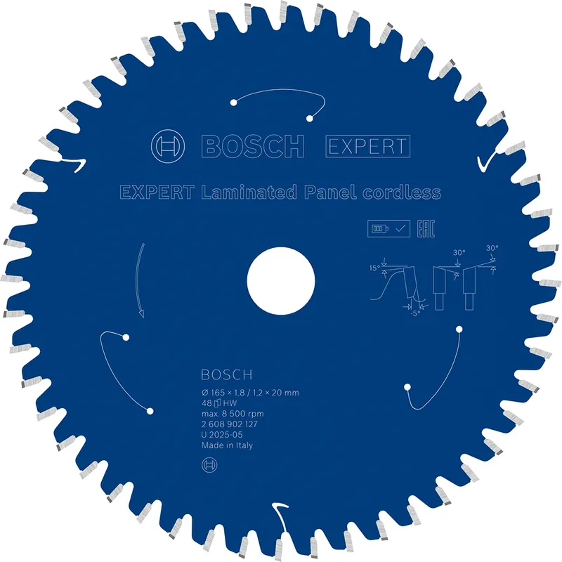 Expert Laminated Panel Cordless 165 X 18/12 X 20 Mm T48 Multimateriaal Cirkelzaagblad by Bosch Professional – product image