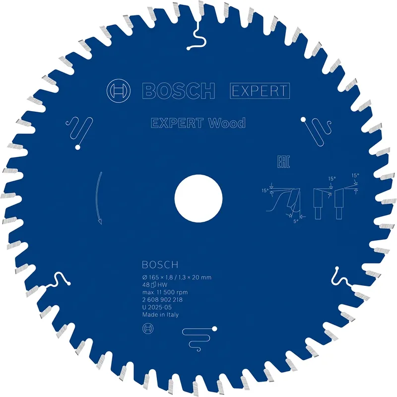 Bosch Expert Wood 165 X 1.8/1.3 X 20 Mm T48 Rundsavsklinge Til Træ fra Bosch Professional – produktbillede
