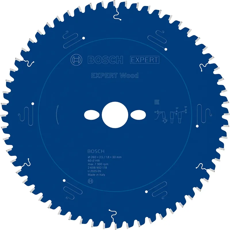 Lame De Scie Circulaire Pour Bois Expert Wood 260 X 2.5/1.8 X 30 Mm T60 de Bosch Professional – image du produit 1 sur 2