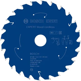 Bosch Lame De Scie Circulaire Pour Bois Expert Wood Cordless 136 X 1.5/1 X 20 Mm T24 de Bosch Professional – image du produit 1 sur 2