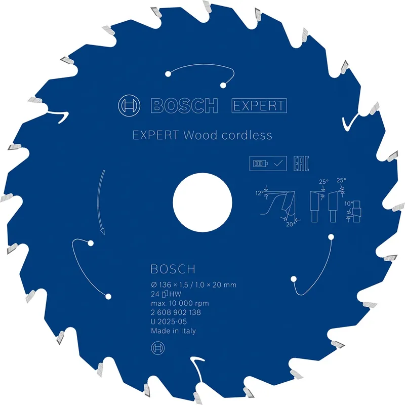 Bosch Lame De Scie Circulaire Pour Bois Expert Wood Cordless 136 X 1.5/1 X 20 Mm T24 de Bosch Professional – image du produit 1 sur 2