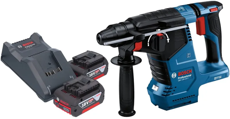 GBH 18V-24 C Professionele accuklopboormachine 18 V 2,4 J Brushless SDS plus + 2x accu 4,0 Ah + lader fra Bosch Professional – produktbillede