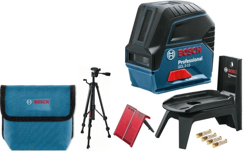 GCL 2-15 Kruislijnlaser met loodlijnfunctie in tas & statief (BT 150) - 15m von Bosch Professional – Produktbild