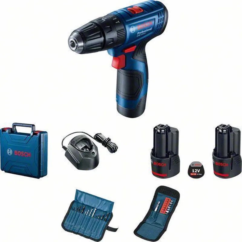 Gereedschap - 12V ACCU-schroevendraaier met accessoires, 2x 2,0 Ah Li-Ion accu, lader 06019G8102 fra Bosch Home & Garden – produktbillede