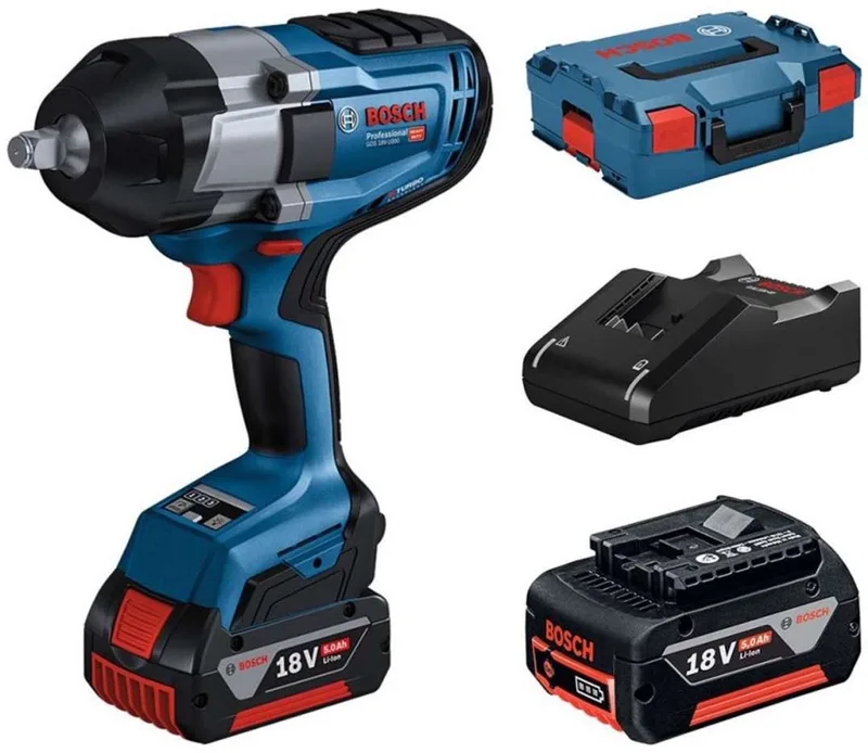 Gereedschap - 18V ACCU-slagmoersleutel, 2x accu 1,5 Ah Li-Ion, lader 06019J8304 van Bosch – productafbeelding