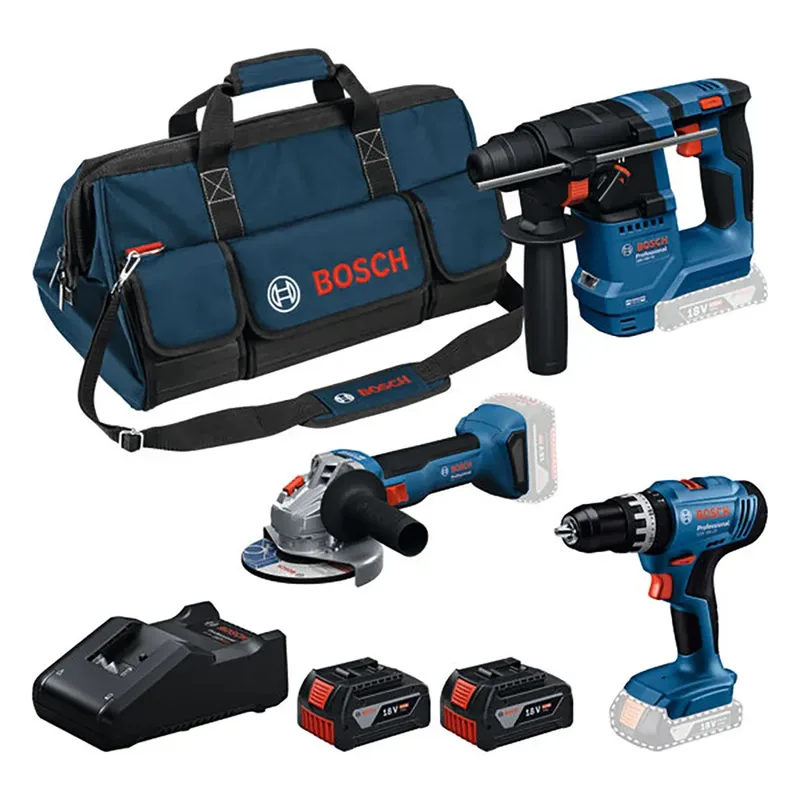 Bosch Kit D´outils électriques Gsb18v-25+gbh18v-18+gws18v-8(125)+2x4.0 de Bosch Professional – image du produit 2 sur 6