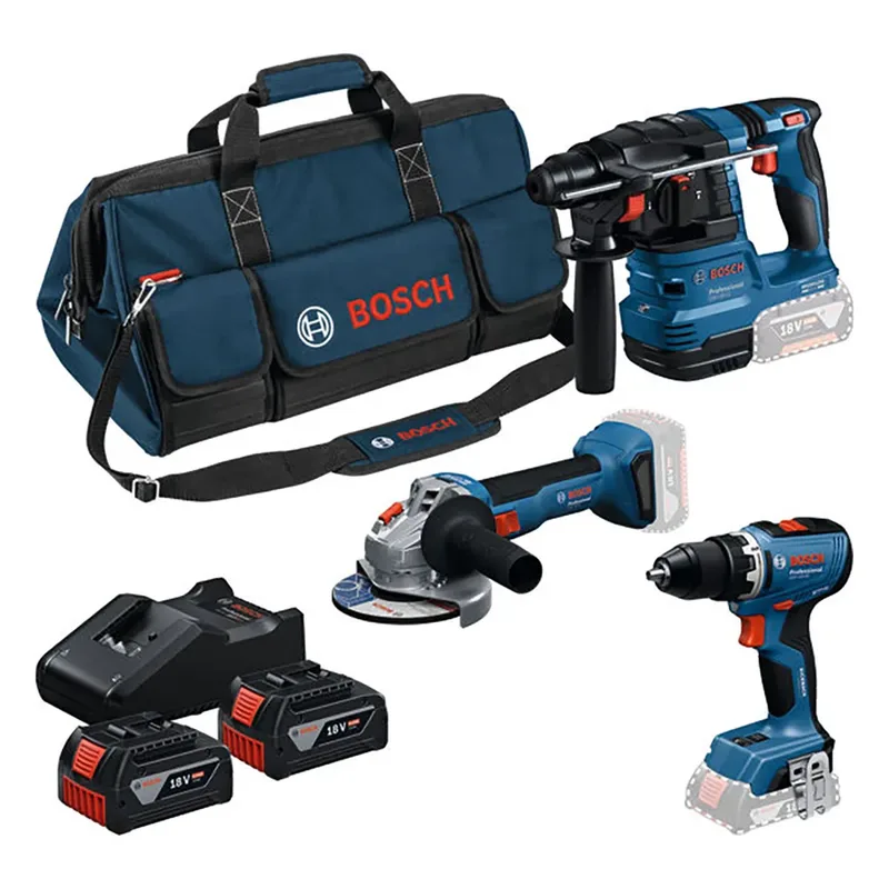 Bosch Kit D´outils électriques Gsr18v-65+gws18v-8+gbh18v-22+2x4.0ah +ga de Bosch Professional – image du produit 1 sur 6