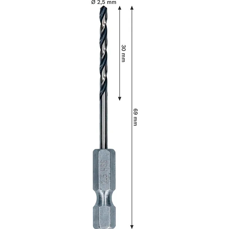 Hexagonal Metal Hss Pointeq 2.5 Mm Metaalboor von Bosch – Produktbild 3 von 6
