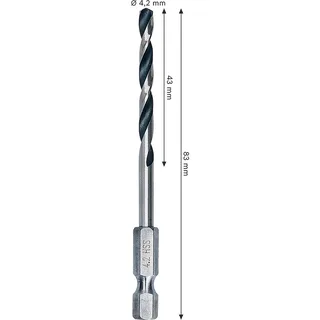 Hexagonal Metal Hss Pointeq 4.2 Mm Metaalboor van Bosch – productafbeelding 2 van 2