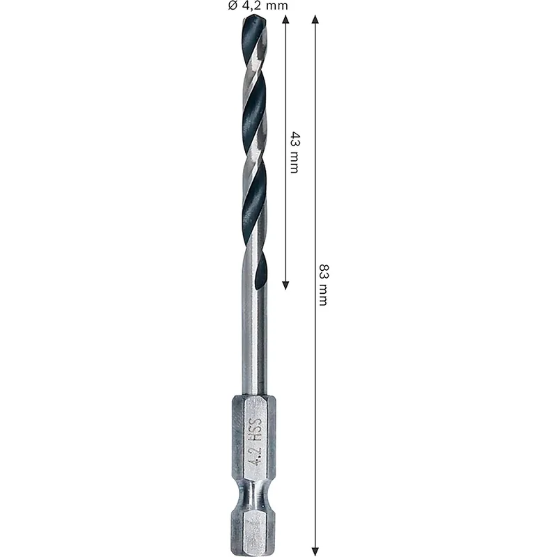 Hexagonal Metal Hss Pointeq 4.2 Mm Metaalboor van Bosch – productafbeelding 2 van 2