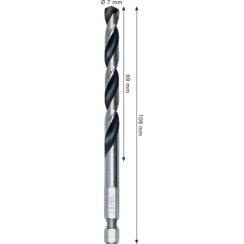Hexagonal Metal Hss Pointeq 7 Mm Metaalboor van Bosch – productafbeelding 2 van 2