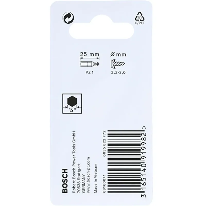 Impact Control Torsion Pozi Schroevendraaier Bits PZ1 25MM 2 stuks. by Bosch Home & Garden – product image