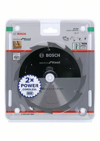 Kreissägeblatt Standard for Wood für Akkusägen 165x1.5/1x20, 12 Zähne fra Bosch Professional – produktbillede 2 af 2