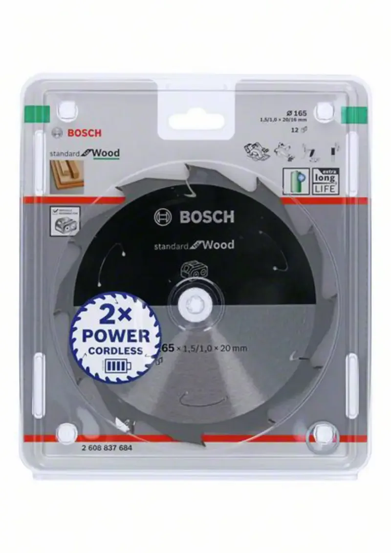 Kreissägeblatt Standard for Wood für Akkusägen 165x1.5/1x20, 12 Zähne fra Bosch Professional – produktbillede 2 af 2
