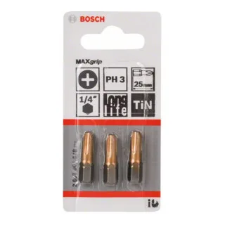 Phillips MaxGrip Bit, L25 mm, 1/4" Antrieb, 3er Pack von Bosch – Produktbild