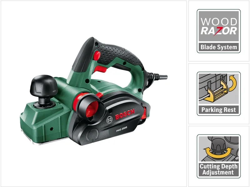 PHO 2000 Schaafmachine - op snoer - 680 Watt - Tot 2.0 mm spaandiepte de Bosch – image du produit
