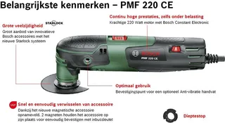 PMF 220 CE Multitool - op snoer - Oscillerend - 220 W - Incl. 9 accessoires en koffer by Bosch Home & Garden – product image 1 of 4