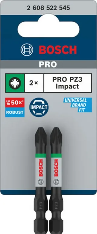PRO Pozidriv Impact Bit, PZ3, 55 mm, 2-tlg. de Bosch Professional – image du produit 2 sur 2