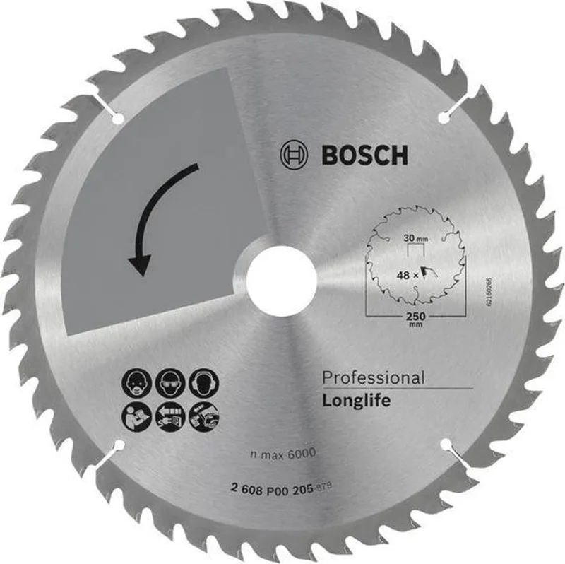PROF. CIRKELZAAGBLAD PRECISION 250X2X30/-,T48 (1) van Bosch – productafbeelding