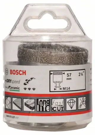 Professional Dry Speed Diamantboor - 57 mm - M14 - Voor Tegels en Keramiek - Droogboren de Bosch Professional, Argent – image du produit 2 sur 2