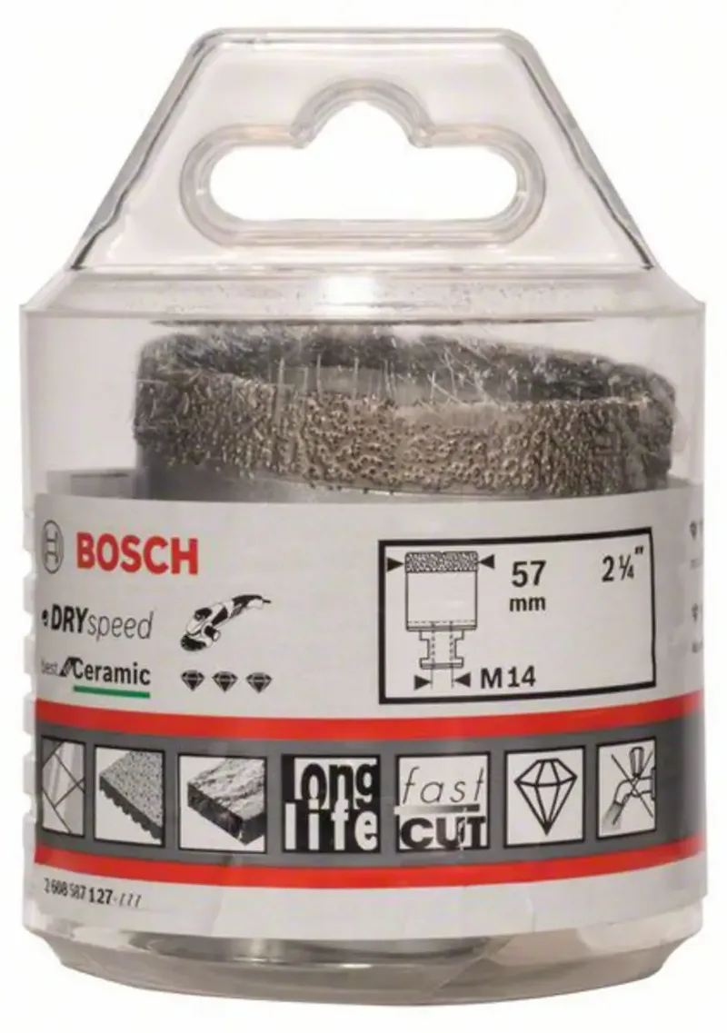Professional Dry Speed Diamantboor - 57 mm - M14 - Voor Tegels en Keramiek - Droogboren de Bosch Professional, Argent – image du produit 2 sur 2