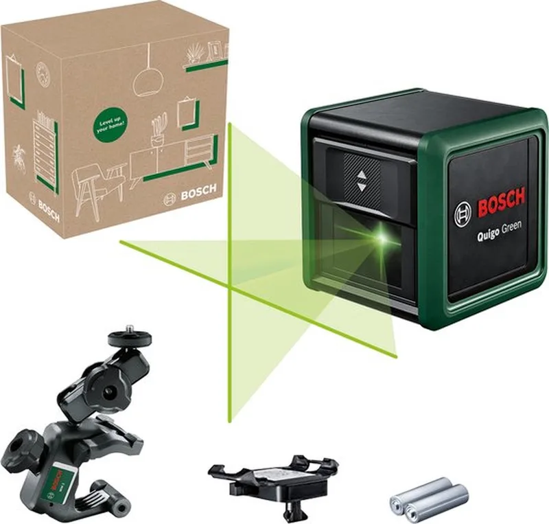 Quigo Green - Kruislijnlaser - Inclusief Universele klem MM2 - Adapter plaat - Batterijen by Bosch Home & Garden – product image