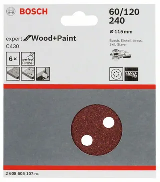 Schleifblatt C430 115 mm 60 120 240 8 Löcher Klett by Bosch Professional – product image 2 of 2