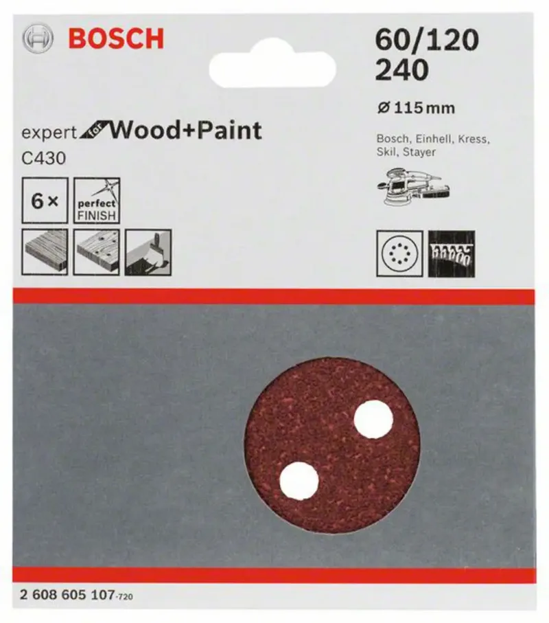 Schleifblatt C430 115 mm 60 120 240 8 Löcher Klett by Bosch Professional – product image 2 of 2