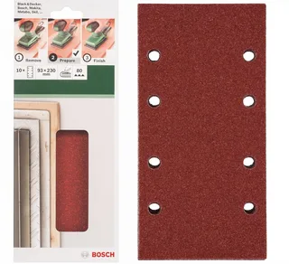 Schleifpapier Schleifblatt Klett 10 x, 93 x 230 mm, Körnung 80 für Schwingschleifer de Bosch Professional – image du produit 1 sur 5