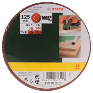 Schuurbladenset - 25-delig - 125 mm (korrel 240, 120, 80) de Bosch Professional – image du produit 2 sur 2