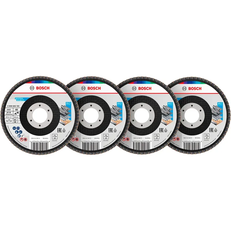 Set X451 115 X 22.23 Mm G40/60/80/120 T29 Lamellenschijf 60 Eenheden de Bosch Professional – image du produit